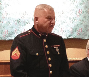 United States Marine Corporal Vin Dolan addresses the crowd at the Kiwanis Annual Tri-Club Meeting.