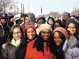 SHS Chorus members on the National Mall during the Presidential Inauguration. ~Photo by Darius Green