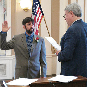 Steven Roix was sworn in Tuesday as the new School Committee member representing Ward 1. ~ Photo by Alderman Maureen Cuff-Bastardi