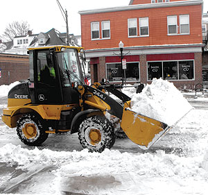 City workers and independent contractors worked around the clock over the weekend clearing streets in Somerville. ~Photo by Bobbie Toner