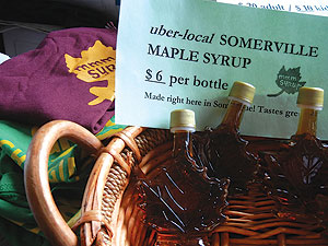 The Maple Syrup Boil-Down Festival will occur on March 9 at the Somerville Community Growing Center. Somerville maple syrup in maple leaf bottles will be for sale at various venues throughout the city. 