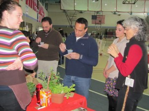 Mayor Joe and a panel of judges sample healthy food items for the Food Challenge at last year's event. ~Photo by Jackie Rossetti.