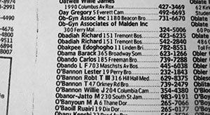 Obama’s name, Somerville address and phone number appear in phone book. © 2013 Clennon L. King