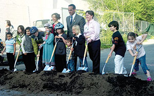 A small sampling of the community got a chance to dig into the groundbreaking ceremony for the Community Path extension. ~Photo by Josh Maislin