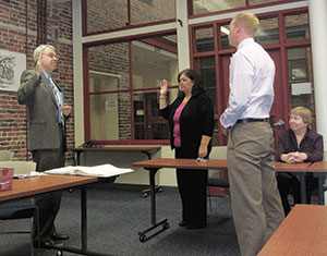 Cindy Hickey and Rob King were sworn in last week as new members of Commission for Persons with Disabilities. ~Photo by Douglas Yu