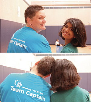 Kristi Savage, Argenziano phys ed teacher and Sabhyata Sedhain, Argenziano fifth grader, show of their new do's after cutting their hair to support cancer research.