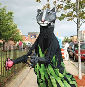 Giant puppets were recently seen in the vicinity of East Somerville Public Library, all a part of the Puppet Palooza series. ~Photo by Reda Limantas 