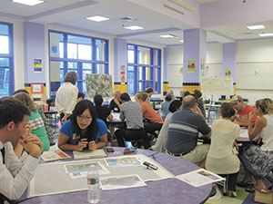 Photo caption 1: East Somerville residents took part in a planning session aimed at providing opportunities for interested parties to have a say in how the future of their community may unfold. ~Photo by Douglas Yu