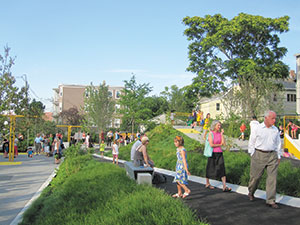 There’s a brand new park in Somerville, with something for everyone. ~Photo by Douglas Yu