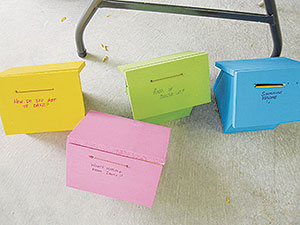The public got a chance to stuff the suggestion boxes at the latest Somerville By Design meeting. ~Photo by Douglas Yu